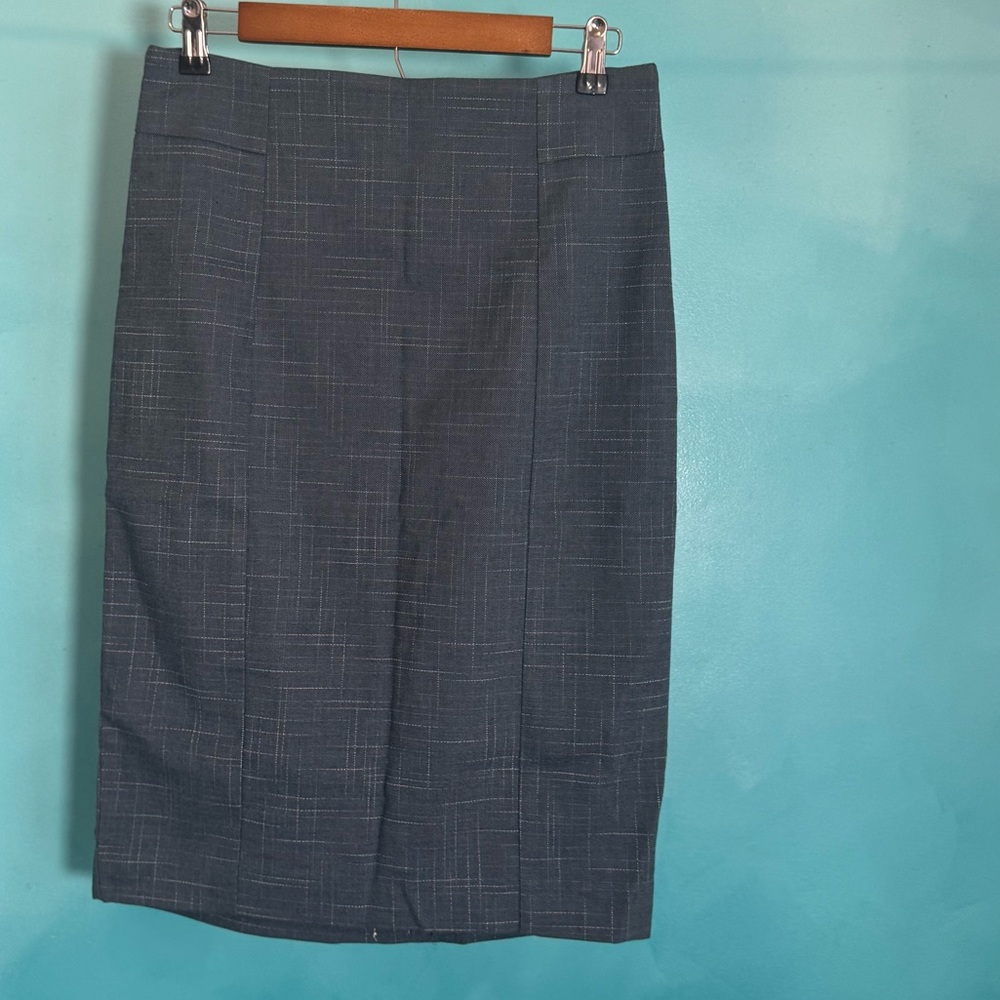 Ann Taylor Slate Gray Checked Pencil Skirt